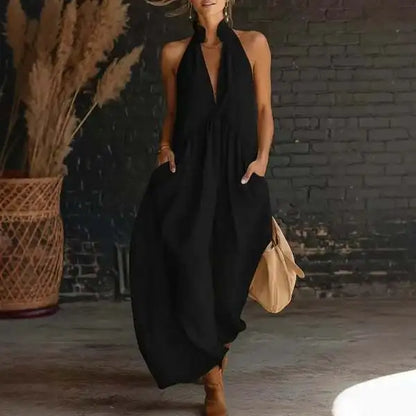 BreezeFlow™ Maxi Dress 🌸✨ — Loose Fit Comfort with Pockets